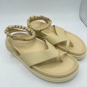 JONATHAN SIMKHAI Sz 37 Sandals Talie Toe Platform Leather Thong Shoes Luxury